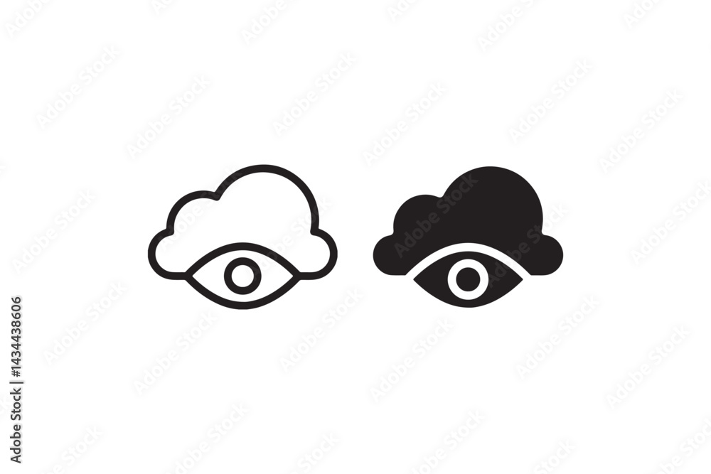 Cloud surveillance icon with eye symbol Vector Cloud surveillance icon with eye symbol Vector