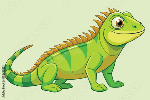illustration of a green iguana in a semi-realistic cartoon style.