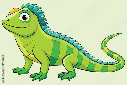 illustration of a green iguana in a semi-realistic cartoon style.