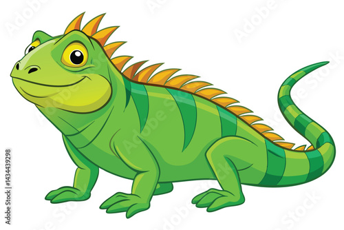 illustration of a green iguana in a semi-realistic cartoon style.