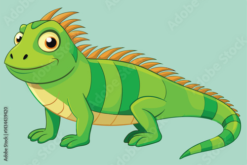 illustration of a green iguana in a semi-realistic cartoon style.