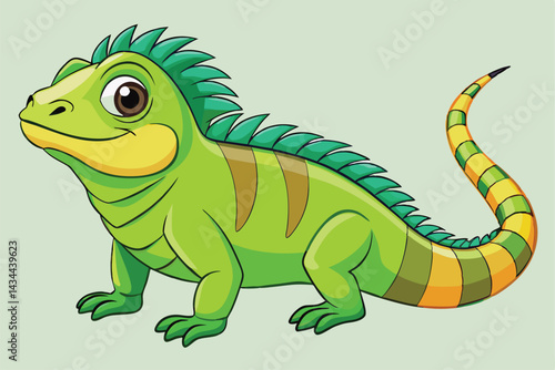 illustration of a green iguana in a semi-realistic cartoon style.