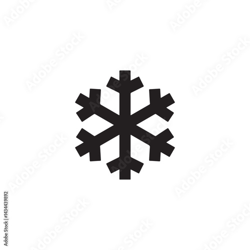 Black snowflake icon representing cold weather Vector