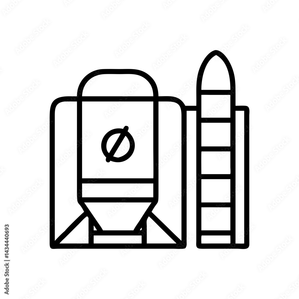Outline silo icon vector illustration farming storage agriculture grain elevator symbol farm building Outline silo icon vector illustration farming storage agriculture grain elevator symbol farm building
