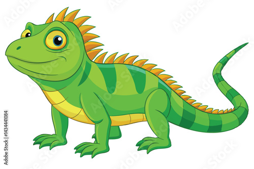 illustration of a green iguana in a semi-realistic cartoon style.