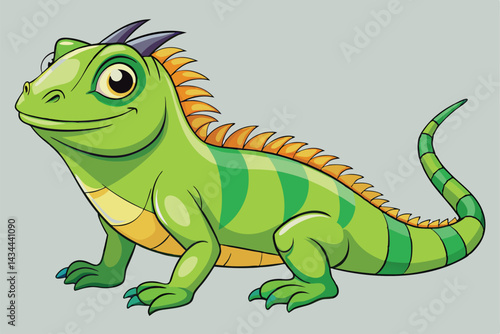 illustration of a green iguana in a semi-realistic cartoon style.