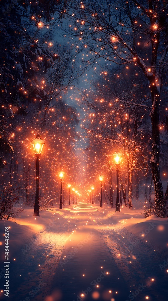 Enchanting winter night snowfall glow high resolution hd wallpaper Enchanting winter night snowfall glow high resolution hd wallpaper