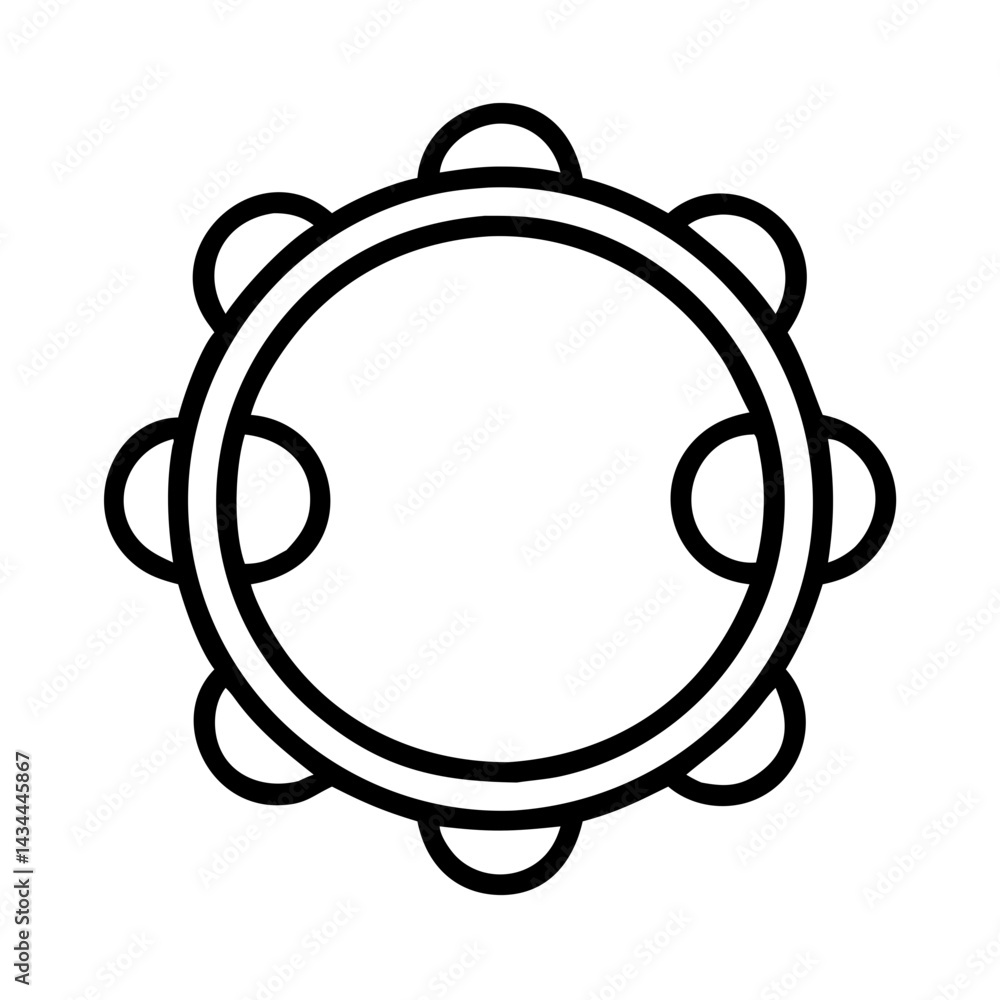 Fototapeta premium Isolated tambourine musical instrument vector outline drawing for music education and performance design
