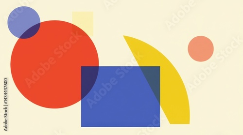 Free Download Large geometric shapes in red, blue, and yellow on white background, bold minimalist composition with strong contrast, modern and striking.

 - GFXLoad