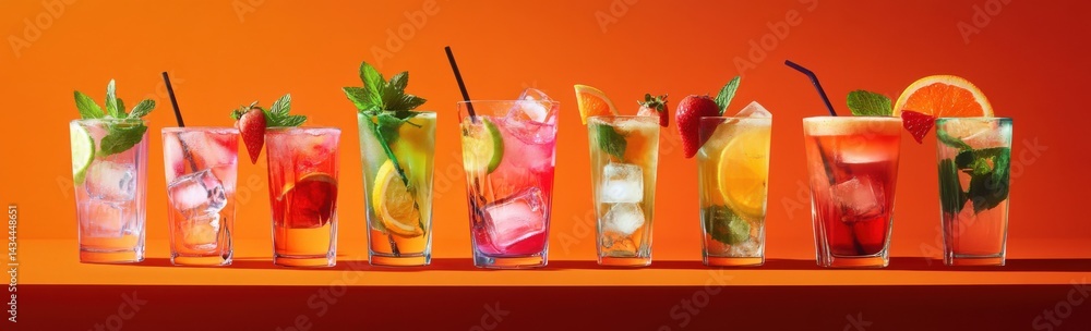 Nine refreshing drinks with fresh fruit and mint Nine refreshing drinks with fresh fruit and mint