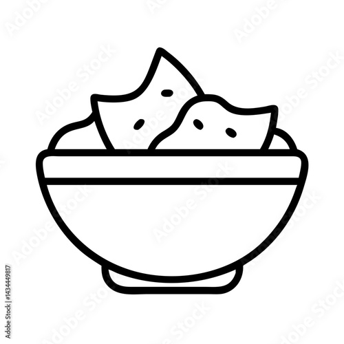 Bowl of chips and dip vector illustration for snack food appetizer party or restaurant menu design