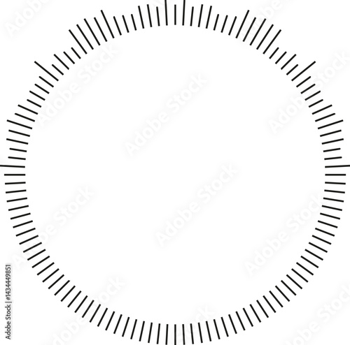 Half of a circular shape with short irregular rays radiating outward.
