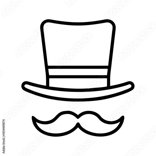 Illustration of a top hat and mustache icon vector graphic design element symbol logo silhouette art, design