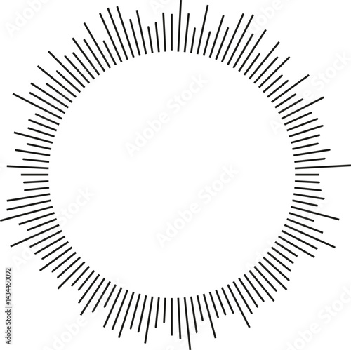 Circular shape with irregular rays radiating outward, leaving a large empty space in the center.