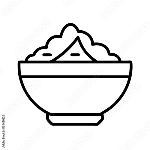 Bowl of mashed potatoes vector illustration creamy potato puree side dish recipe outline icon image