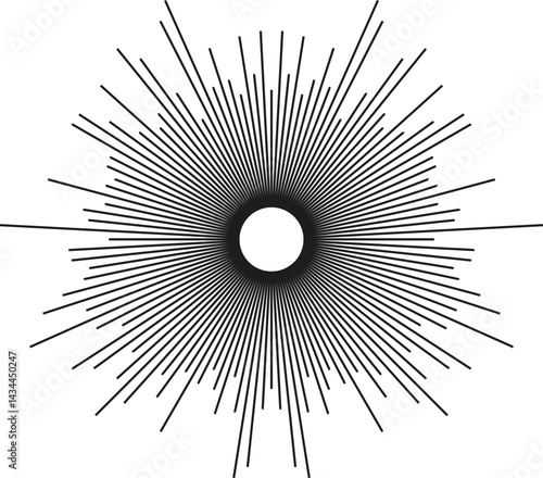 Circular shape with irregular rays and a small empty space in the center.