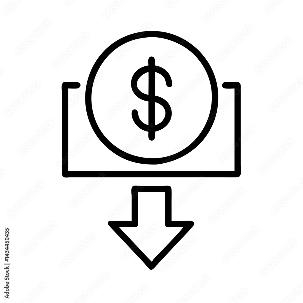 Money decrease icon financial loss investment reduction cost down arrow budget cut spending decrease 90 Money decrease icon financial loss investment reduction cost down arrow budget cut spending decrease 90