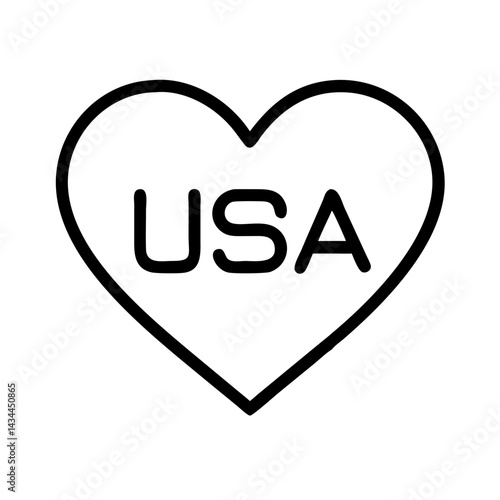 Usa heart vector graphic united states of america love symbol patriotic american outline design element