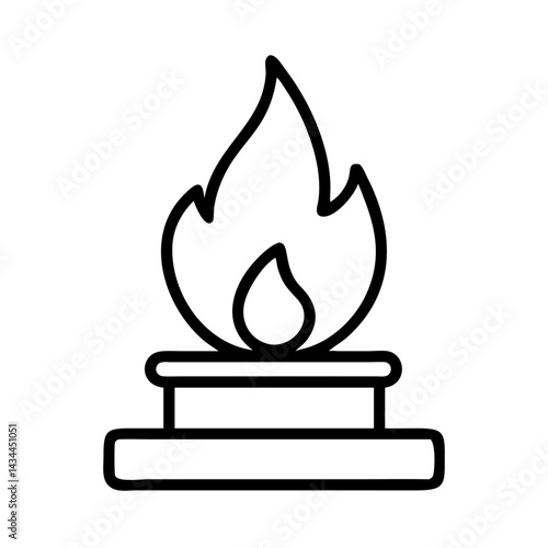 Outline flame fire burn hot light energy bonfire campfire heat danger warm inferno icon vector