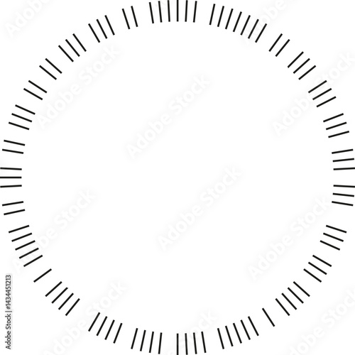 Circular shape with short rays radiating from an empty center.