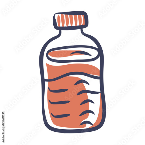 Water bottle icon, refreshing drink, hydration illustration on white background
