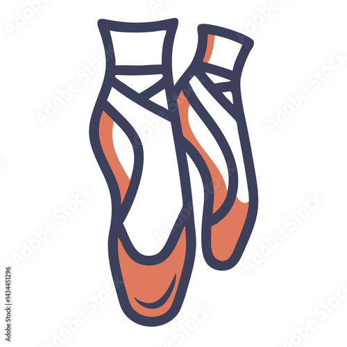 Ballet shoes, artistic mood, dancing footwear illustration on white background