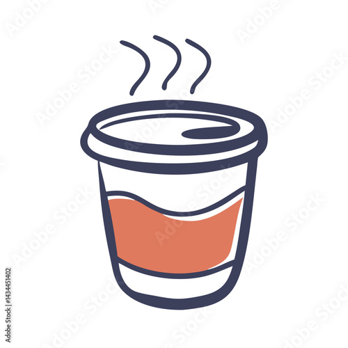 Coffee cup icon, hot beverage, aromatic drink illustration on white background