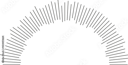 Half-circle shape with irregular medium rays extending both inside and outside.