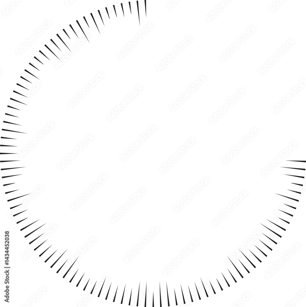 Rays tapering toward the empty space at the center. Rays tapering toward the empty space at the center.