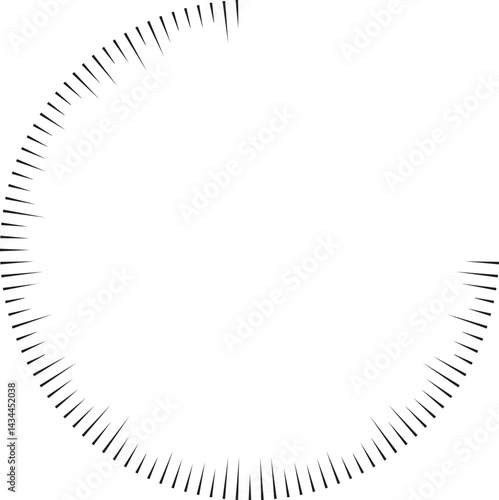 Rays tapering toward the empty space at the center.