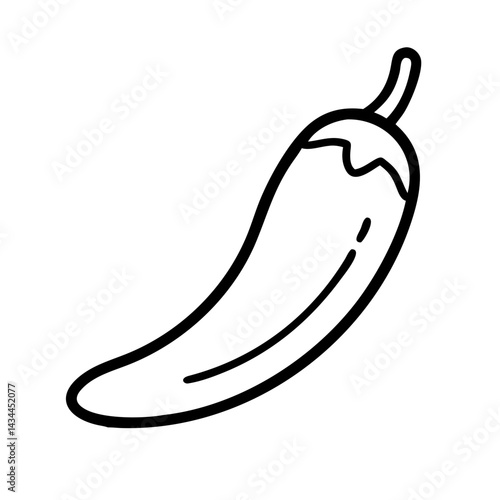 Chili pepper outline vector drawing illustration spicy hot vegetable food ingredient cooking recipe design