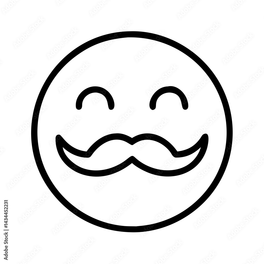 Illustration of a happy emoticon with a mustache face representing expression and emotion vector art Illustration of a happy emoticon with a mustache face representing expression and emotion vector art