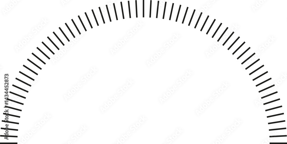 Semicircular shape with rays and a large empty center space. Semicircular shape with rays and a large empty center space.