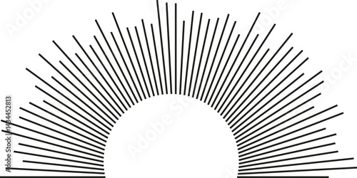 Semicircular shape with irregular radial rays forming a circular center.