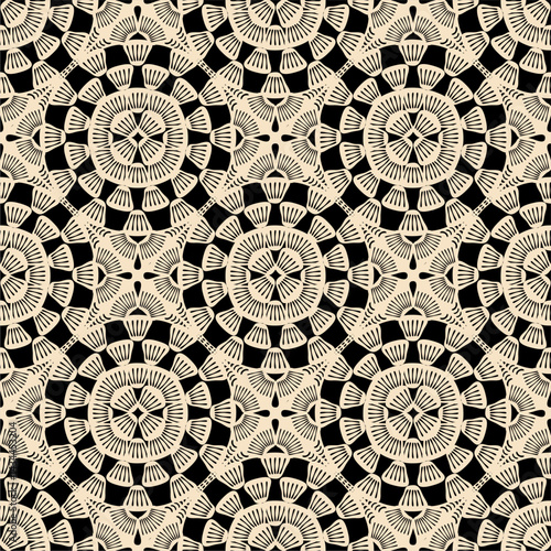 Pattern with crochet granny square wallpaper handmade decorative art design print