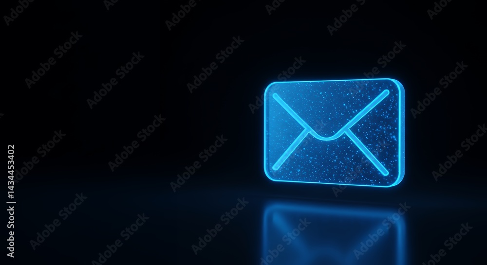 Fototapeta premium Glowing blue email icon graphic design