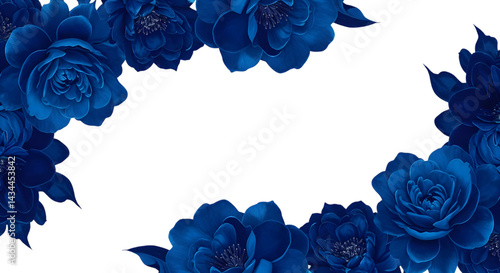 Blue Rose Floral Corner Frame on transparent background