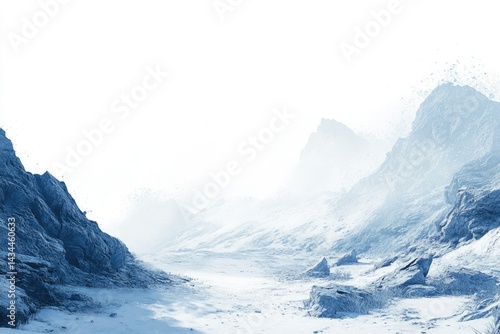 Wallpaper Mural A serene, snow-covered mountain pass, bathed in soft, diffused light. Torontodigital.ca