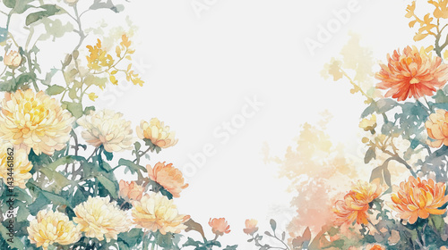 watercolor botanical Gerbera flowers texture template background.Elegant wedding invitation card background . Minimal hand painted Design for wedding or Valentine's Day