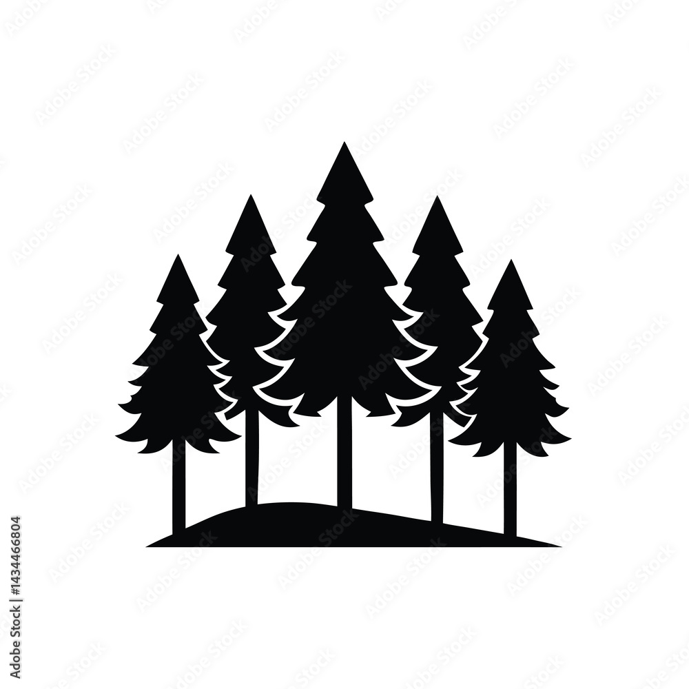 Fototapeta premium Vector Icon of Forest Tree Silhouette