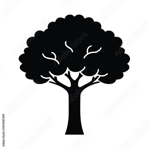 Large Leafy Tree Silhouette for Design