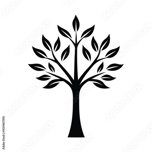 Tree with Dense Crown in Vector Silhouette