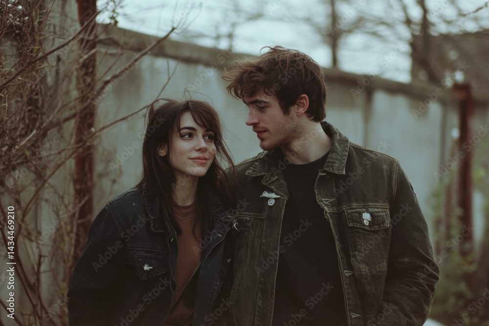 Young Couple in Love Outdoors