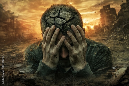Obraz na płótnie Cracked Man in Apocalypse w salonie