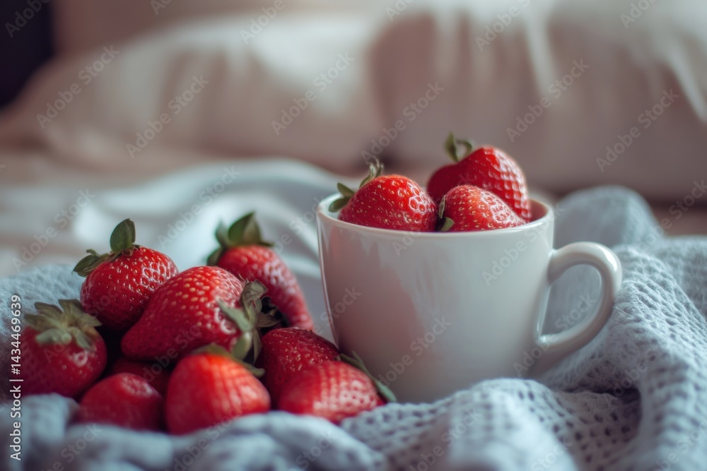 Strawberries in a Cup on Cozy Blanket