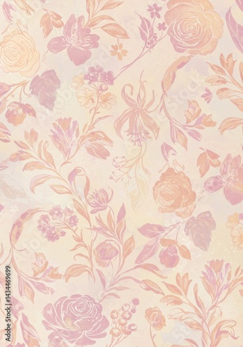 Wallpaper Mural Pastel Pink and Orange Floral Pattern Background Torontodigital.ca