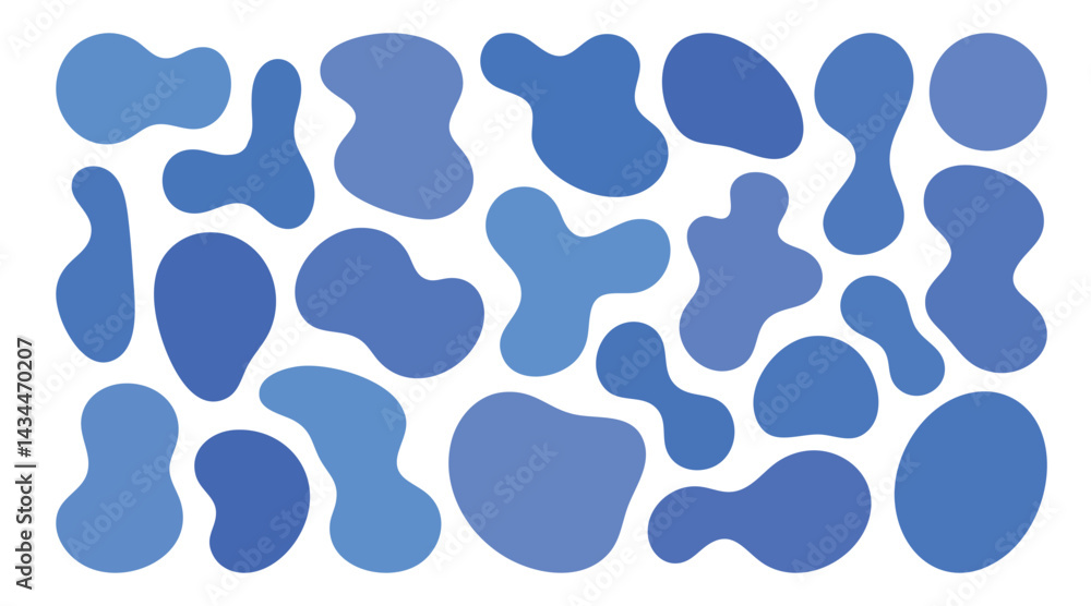 Fototapeta premium Organic shape round form set. Liquid organic blob