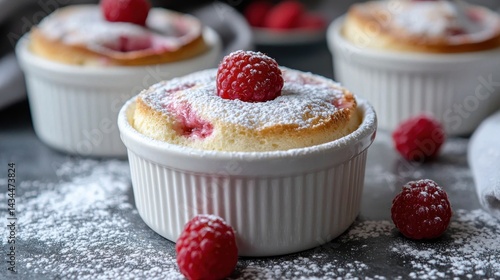 Wallpaper Mural Delicate raspberry souffles sprinkled with powdered sugar, a delightful dessert ready to eat. Torontodigital.ca