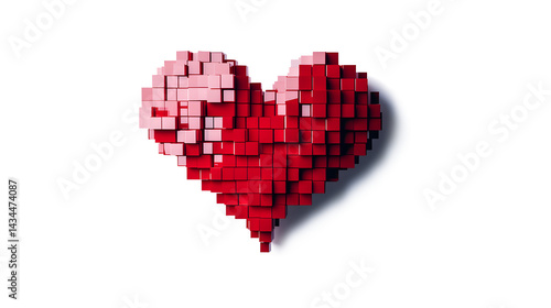 A heart made of squares is shown in red and black
