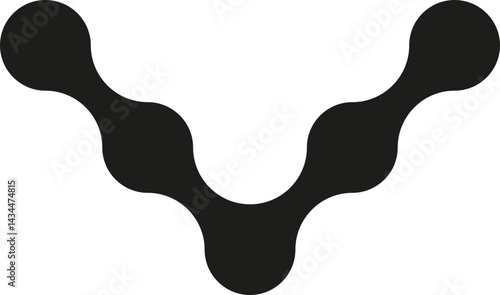 Five circles merged to form a V shape with smooth black fills and spacing between the elements.